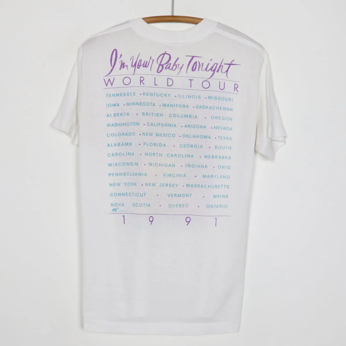 1991 Whitney Houston I'm Your Baby Tonight Tour Shirt
