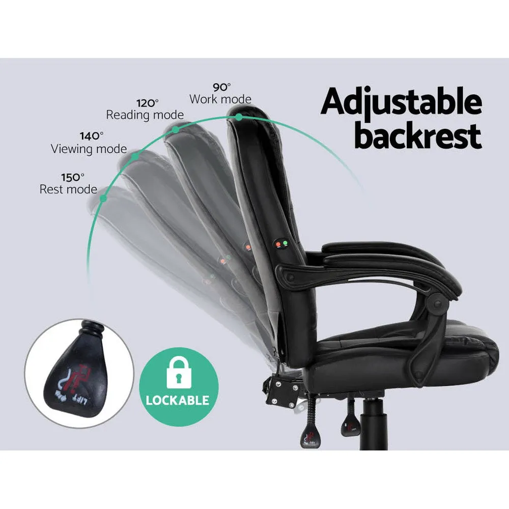 2 Point Massage Office Chair | PU Leather | Black