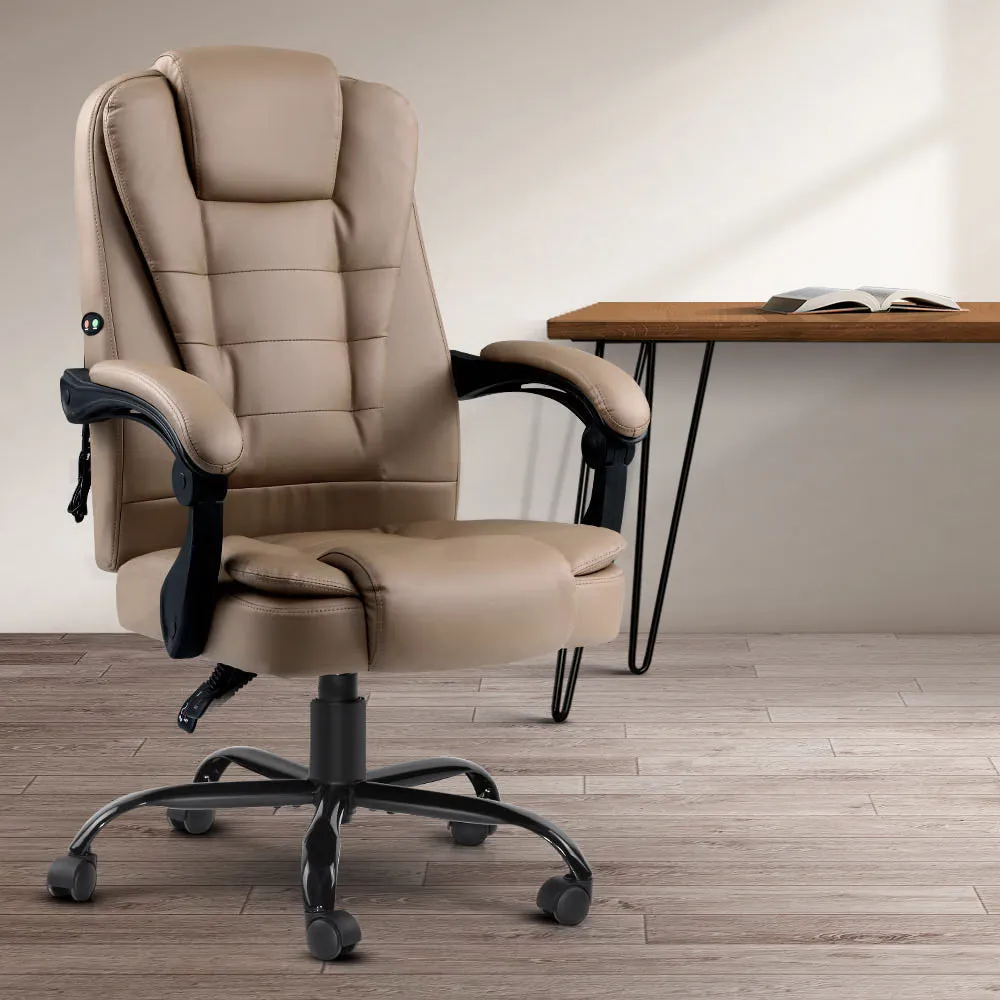 2 Point Massage Office Chair | PU Leather | Espresso