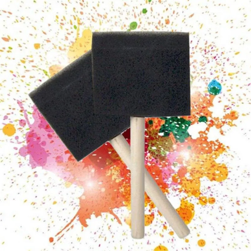 5 pcs/set Wooden Handle Foam Sponge Brush For Art Painting Graffiti Dust Cleaning Painting Tool Drawing Toys