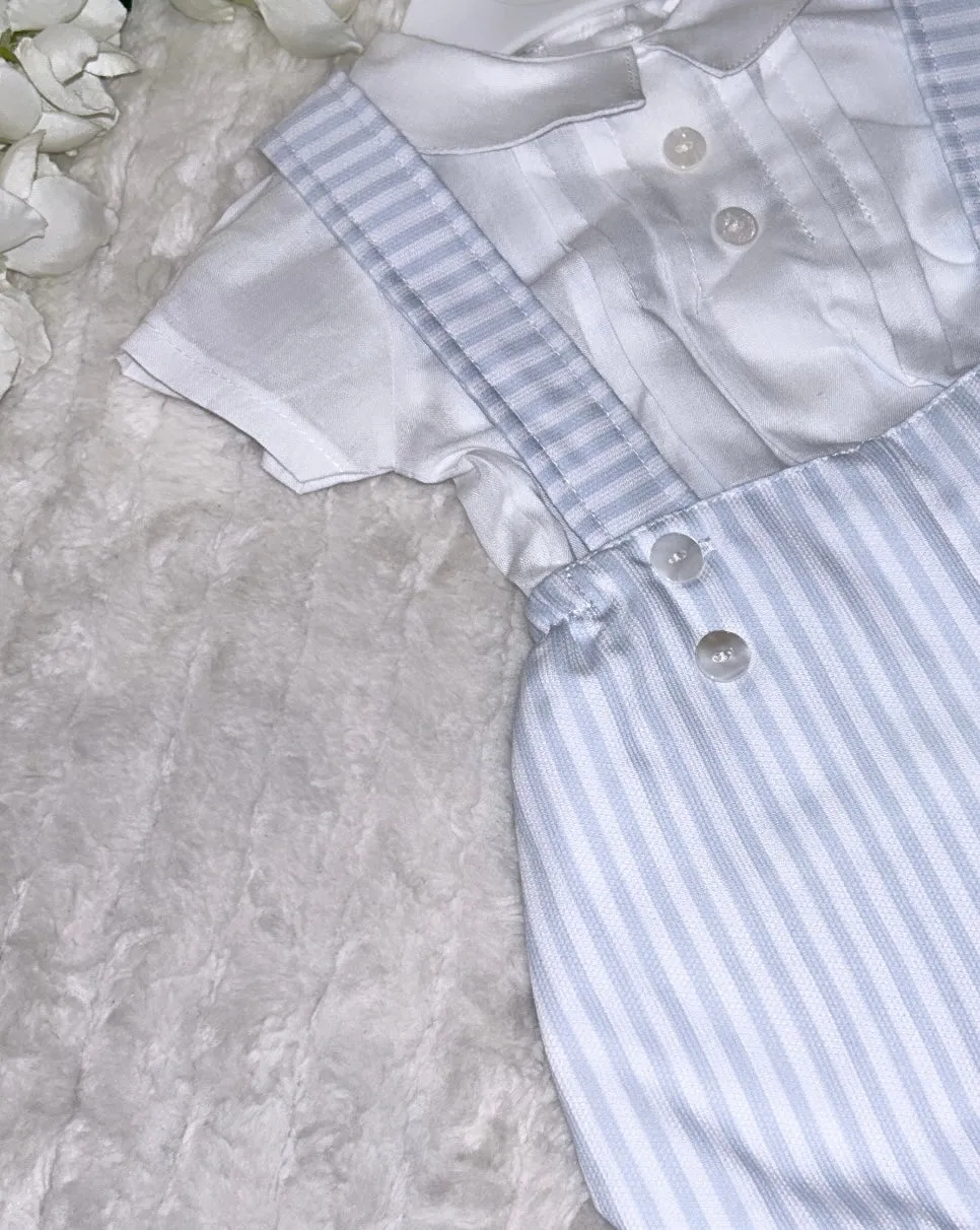 Baby blue striped dungaree set