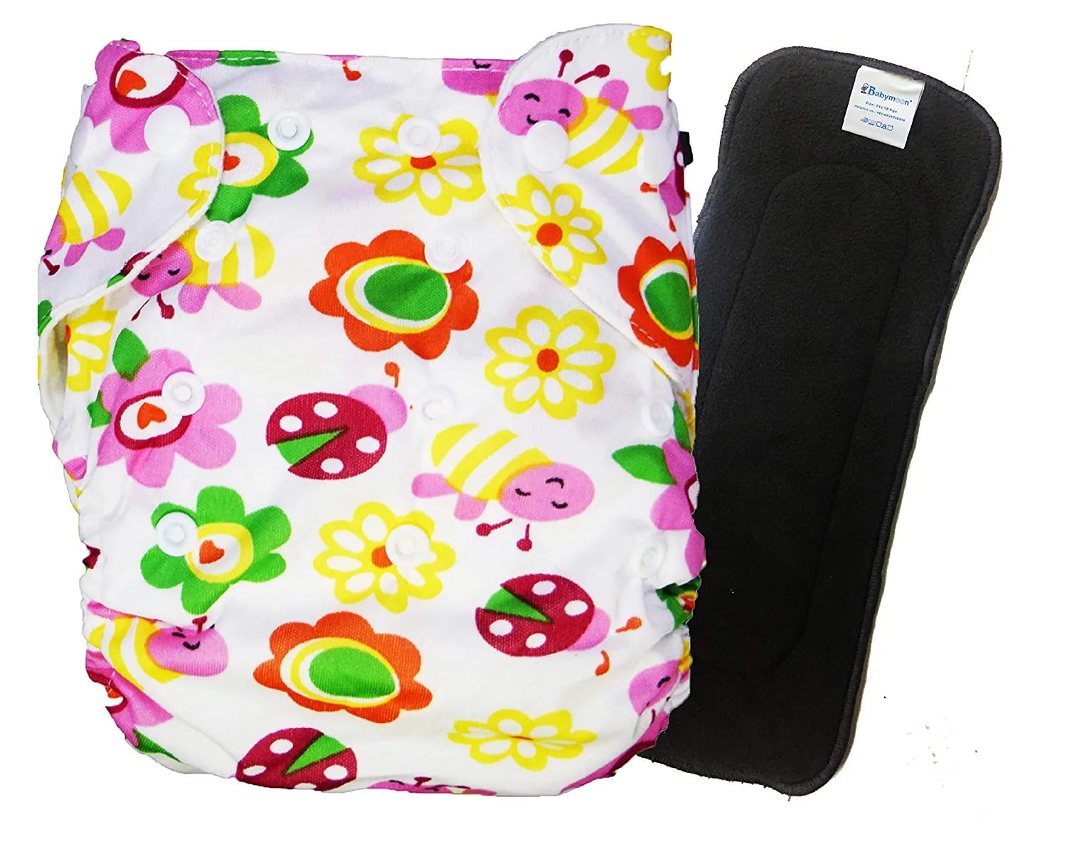 Babymoon 1 Cloth Diaper with 5Layers Grey Insert Premium Adjustable Reusable Cloth Diaper (Floral)