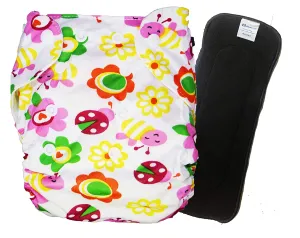 Babymoon 1 Cloth Diaper with 5Layers Grey Insert Premium Adjustable Reusable Cloth Diaper (Floral)