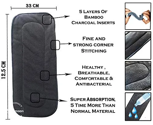 Babymoon 1 Cloth Diaper with 5Layers Grey Insert Premium Adjustable Reusable Cloth Diaper (Floral)