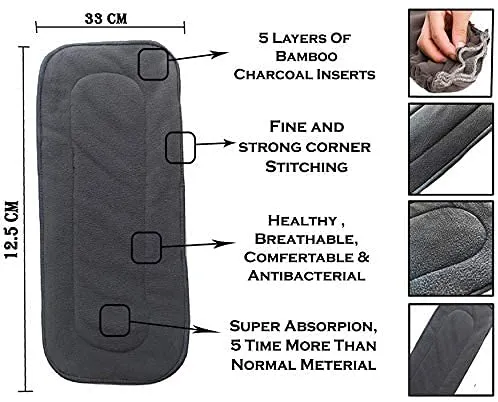 Babymoon 1 Cloth Diaper with 5Layers Grey Insert Premium Adjustable Reusable Cloth Diaper (Suv)