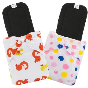 Babymoon | Set of 4 | Cloth Diaper with 5Layers Grey Insert Premium Adjustable Reusable Cloth Diaper | Duck | Pinkdot