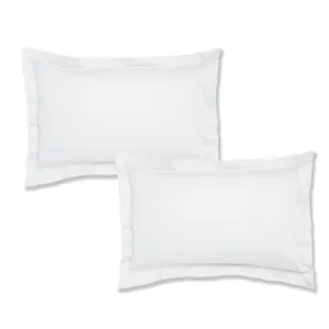 Bianca White 200TC 100% Cotton Percale Oxford Pillowcase Pair