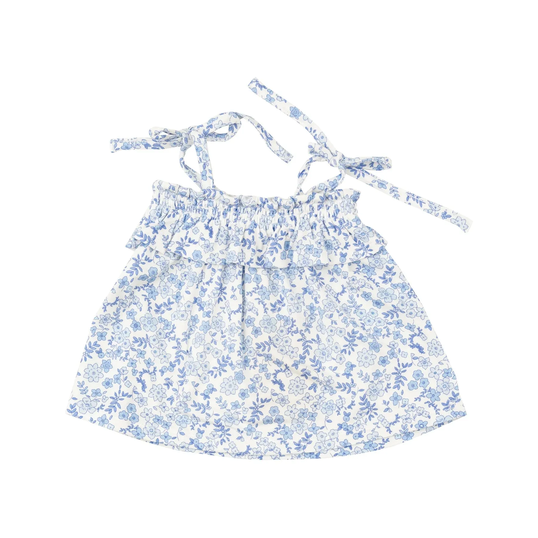 Blue Calico Floral Ruffle Top & Bloomer