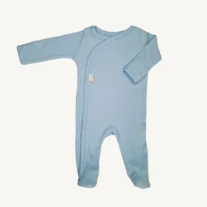 Blue Ribbed Baby Sleepsuit 0-3 Months Cotton