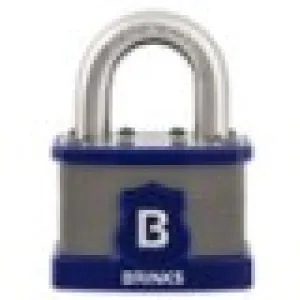 Brinks Commercial 50mm Commercial Laminated Steel Padlock - TPE Jacket and Hardened Boron Steel Shackle