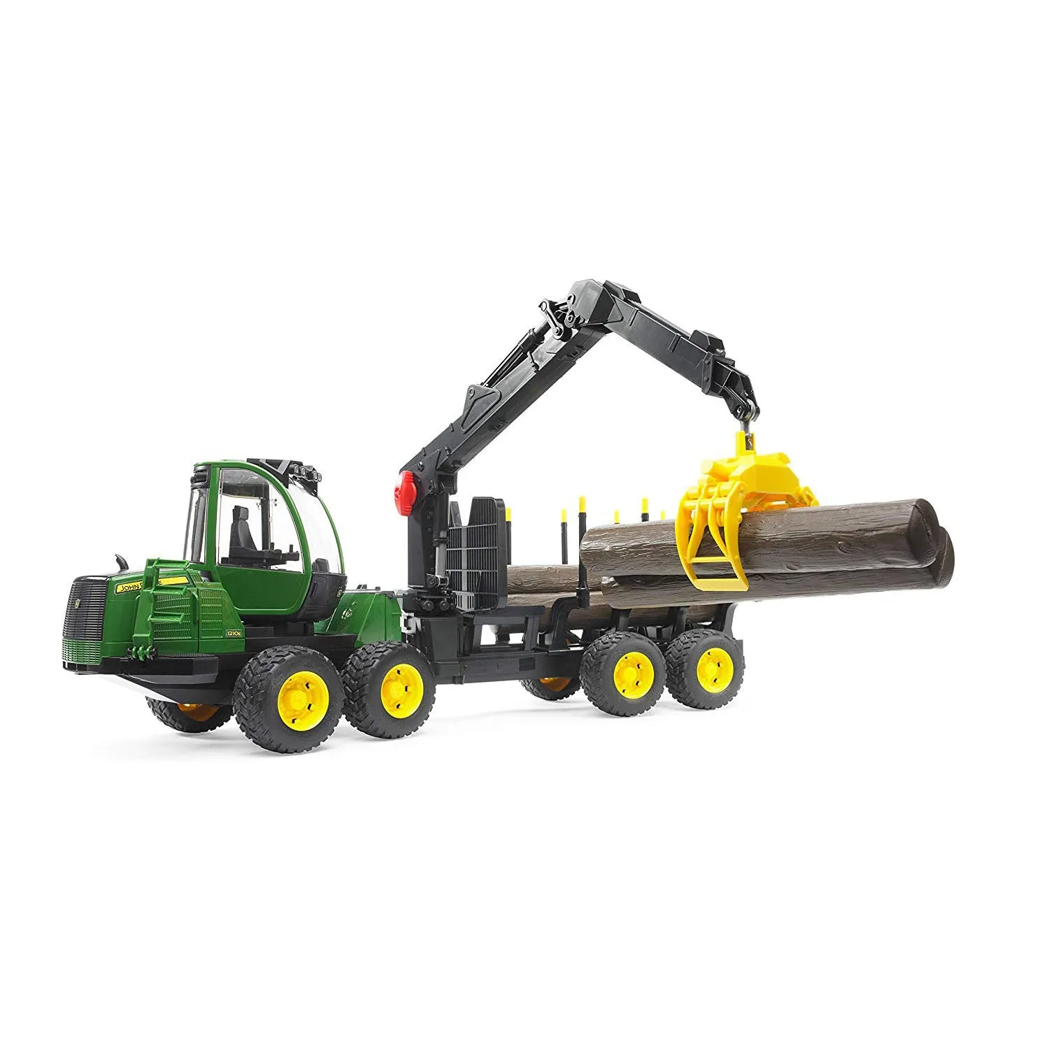 Bruder John Deere 1210e Log Hauler, Trailer, 4 Trunks and Grabber