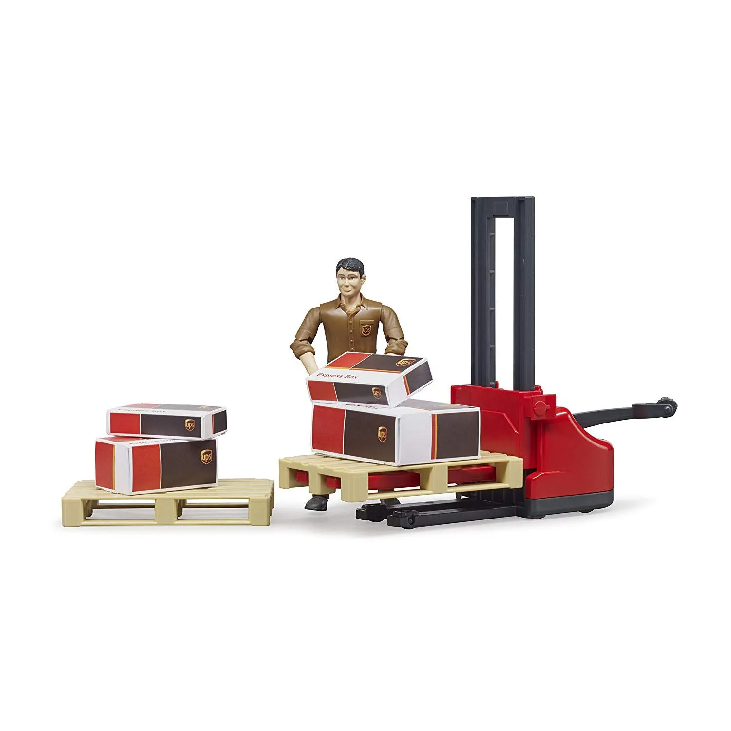 Bruder UPS Logistics Set with Pallet Jack, Boxes, UPS Man Action Figure