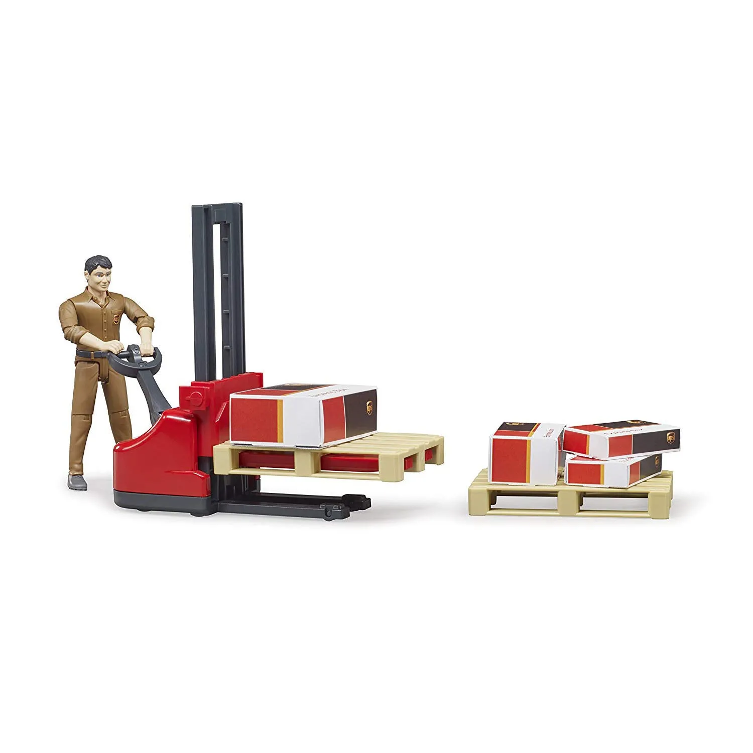 Bruder UPS Logistics Set with Pallet Jack, Boxes, UPS Man Action Figure