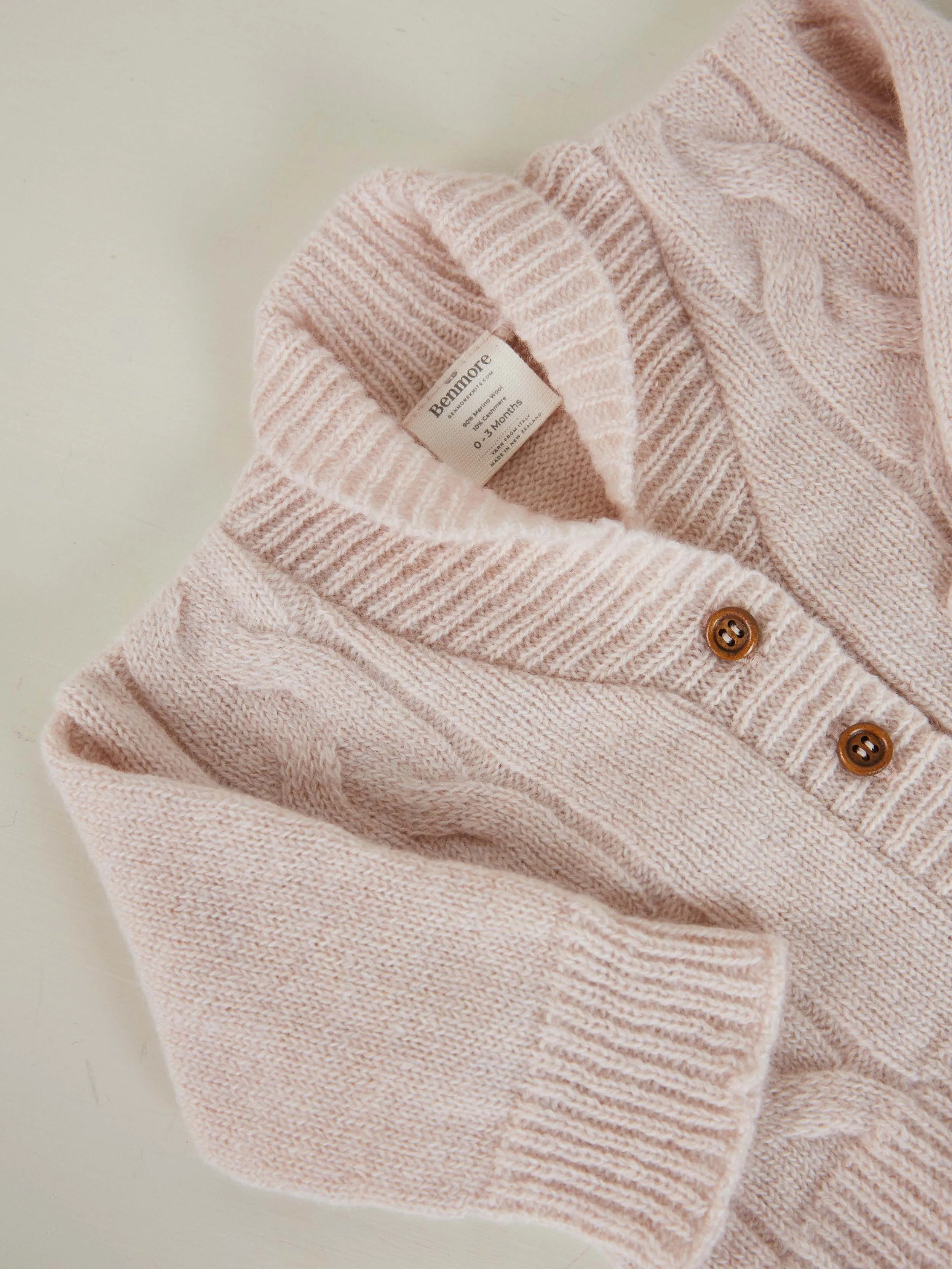 Cable Knit Hat & Cardigan Set | Blush Pink 0-3 Months