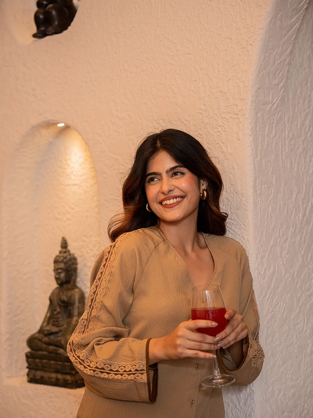 Coffee Brown Soft Crepe Shirt Patiala Co-Ord Set