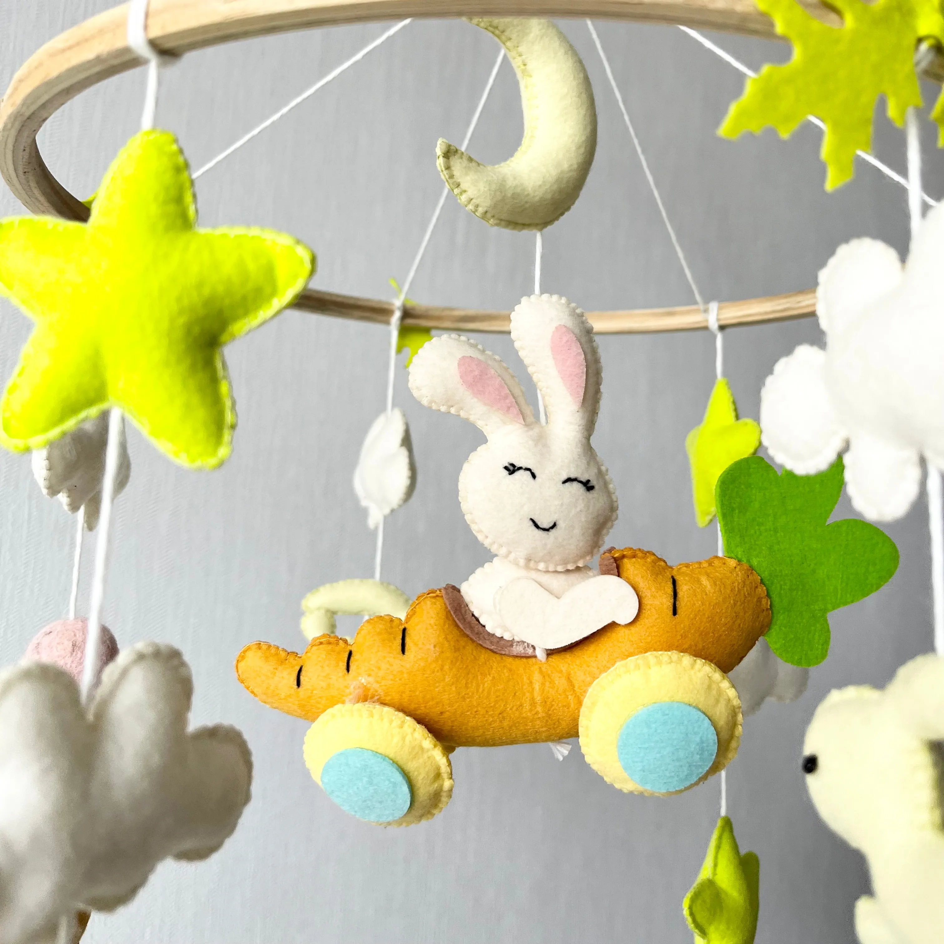 Cot / Crib Mobile - Carrot Cruiser Bunny