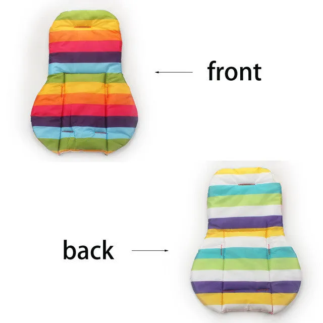Cotton Soft Thick Baby Stroller Seat Pushchair Cushion Infant Cute Rainbow Color Pram Cushion Accessories BB Car Seat Cushion
