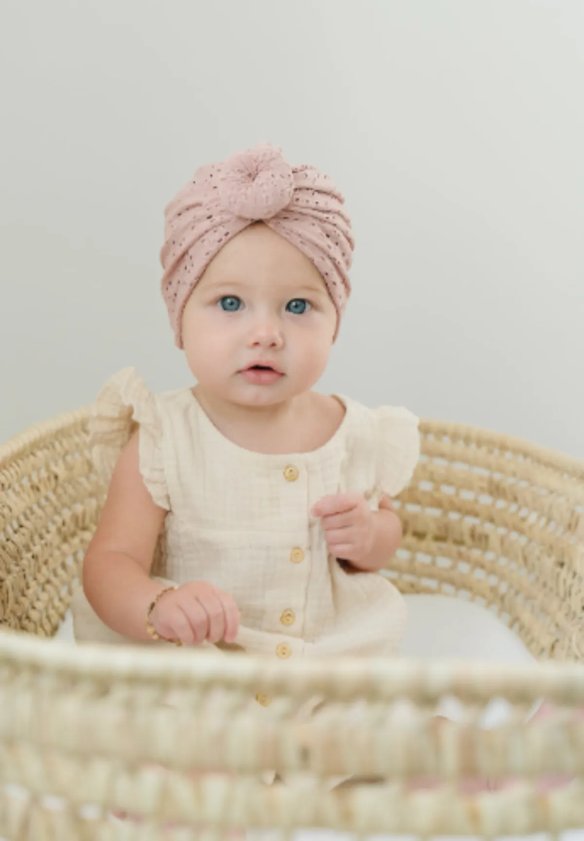 Eyelet Bun Baby Turban - Dusty Rose by Golden Dot Lane