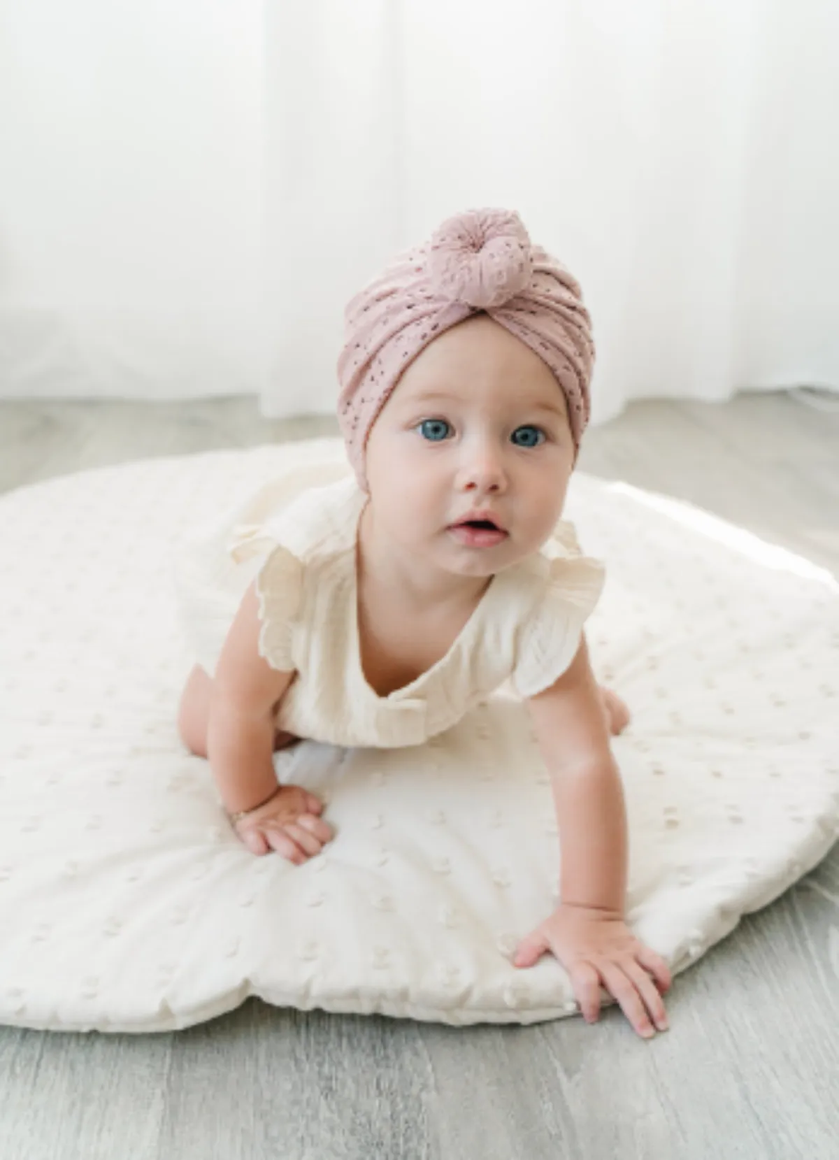 Eyelet Bun Baby Turban - Dusty Rose by Golden Dot Lane