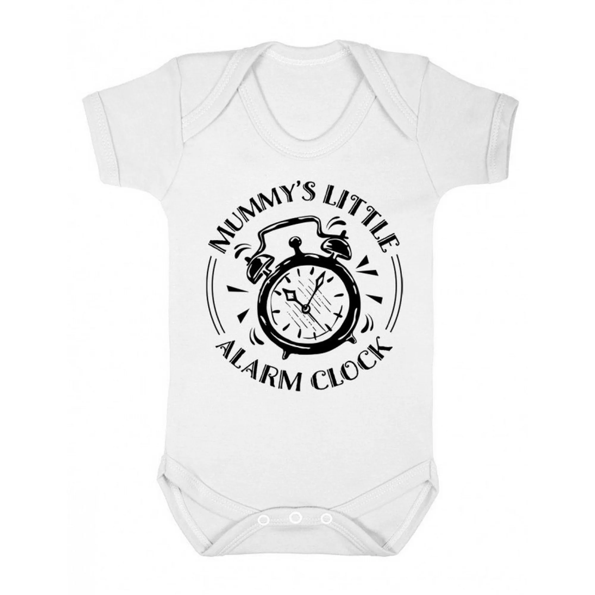 FLOSO Baby Girls/Boys Mummys Little Alarm Clock Short Sleeve Bodysuit