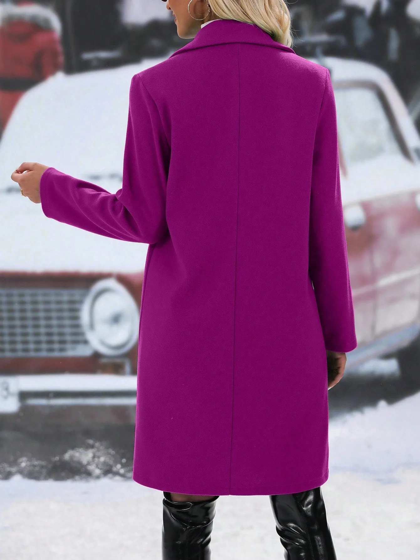 Frenchy Lapel Neck Double Breasted Overcoat