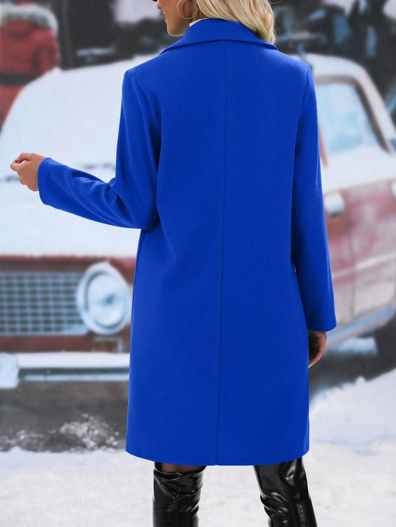 Frenchy Lapel Neck Double Breasted Overcoat