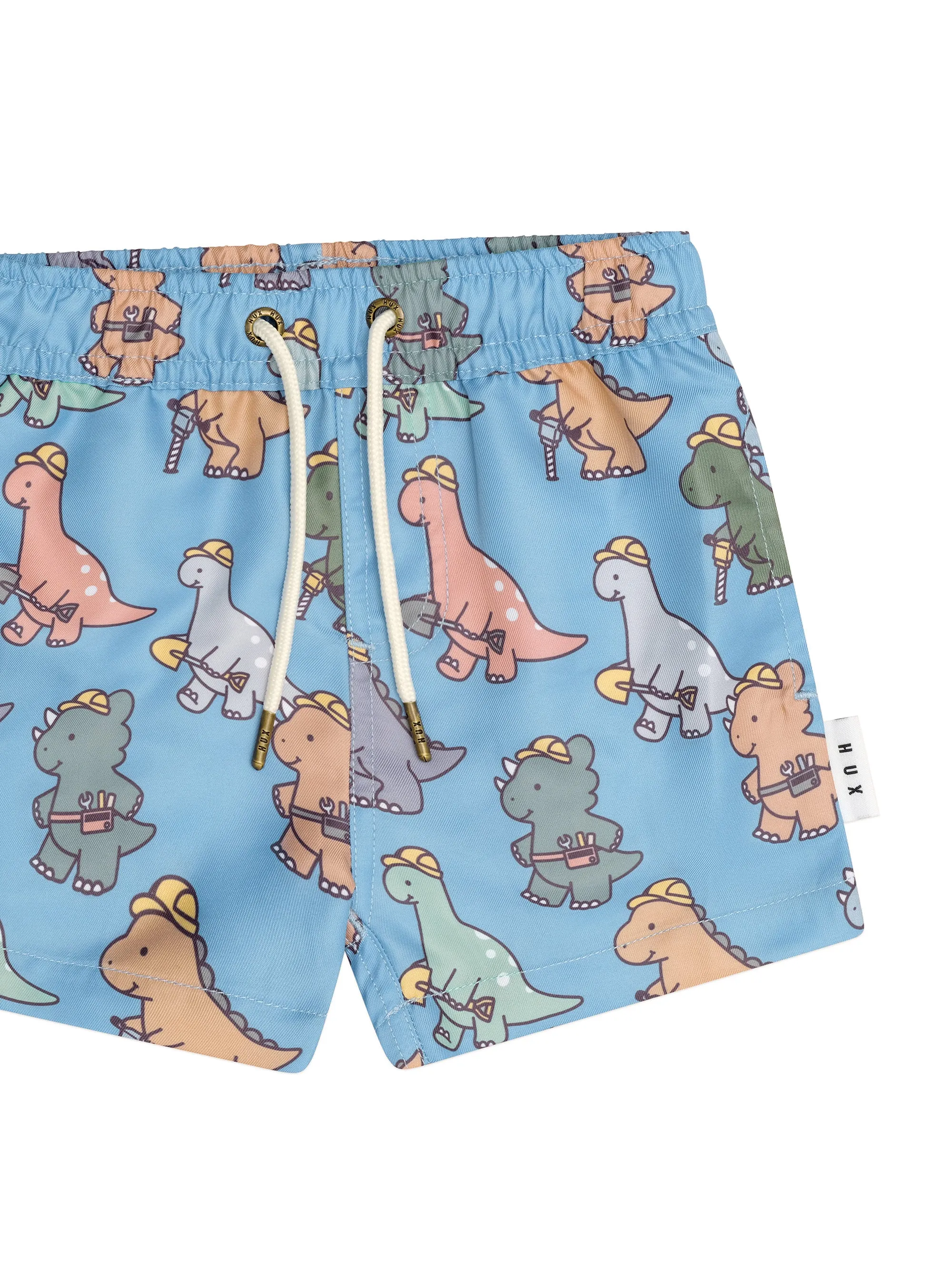 Huxbaby Construction Dinos Swim Short - Bright Blue