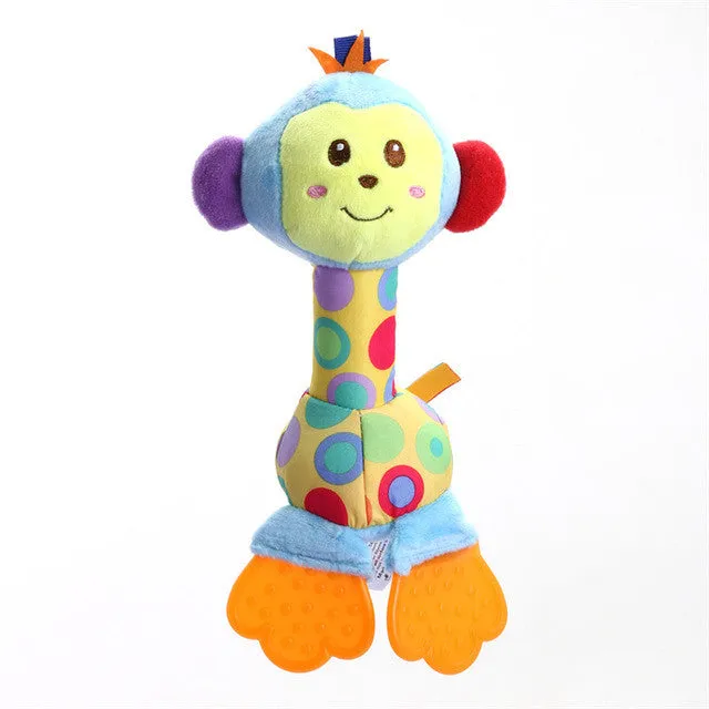 Infant Animal Handbell Baby Rattles Plush Stuffed Toy Children Mobiles Sounding Educational  Stuffed Toy Playmate Teether  Doll