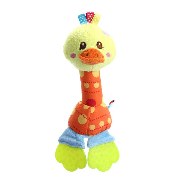 Infant Animal Handbell Baby Rattles Plush Stuffed Toy Children Mobiles Sounding Educational  Stuffed Toy Playmate Teether  Doll