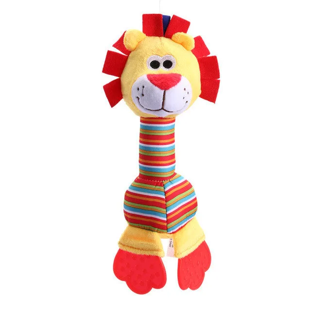 Infant Animal Handbell Baby Rattles Plush Stuffed Toy Children Mobiles Sounding Educational  Stuffed Toy Playmate Teether  Doll