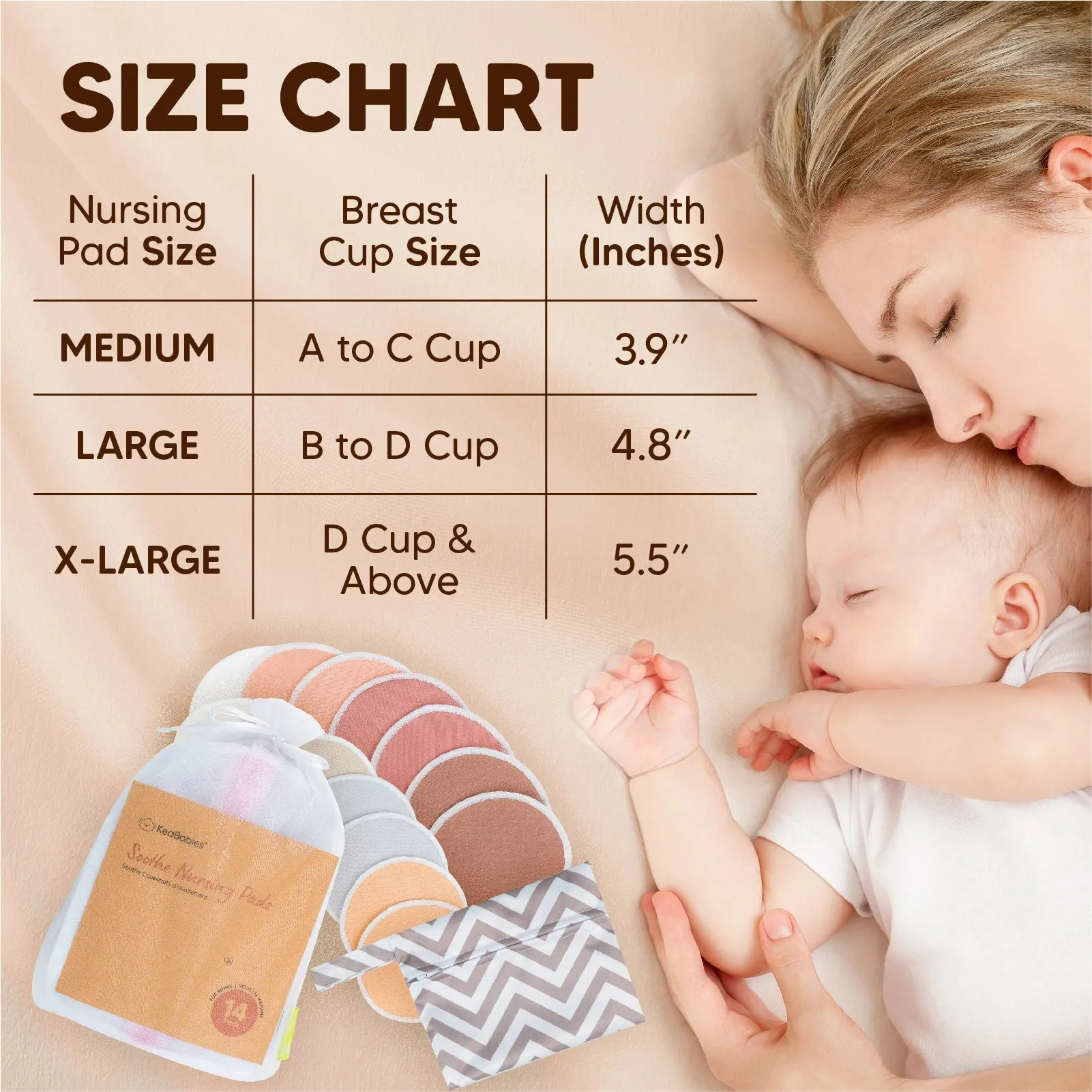 KeaBabies SOOTHE Organic Nursing Pads Medium 3.9 "