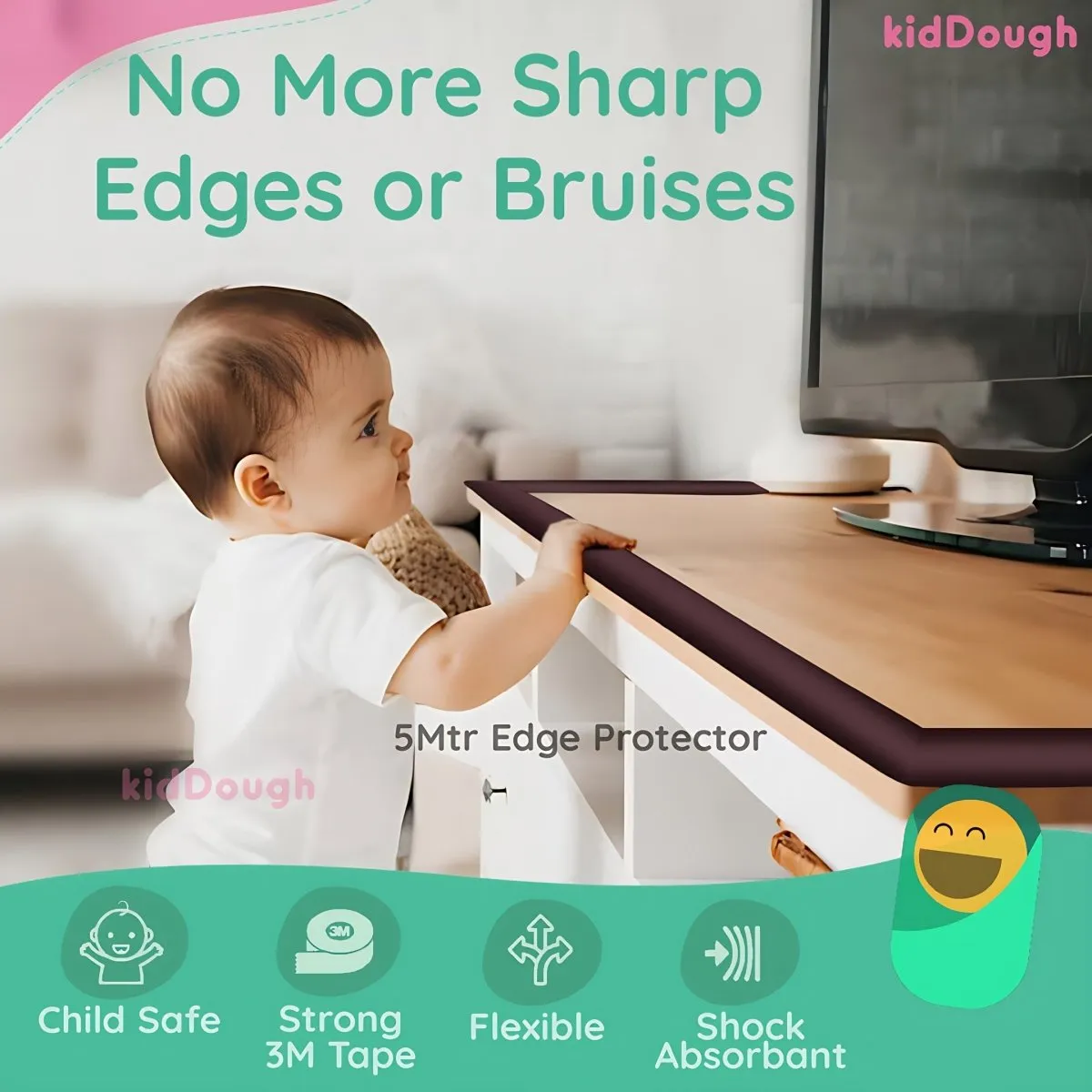 KidDough Baby Proofing Edge & Corner Protector for Kids- Extra Thick for Baby Safety