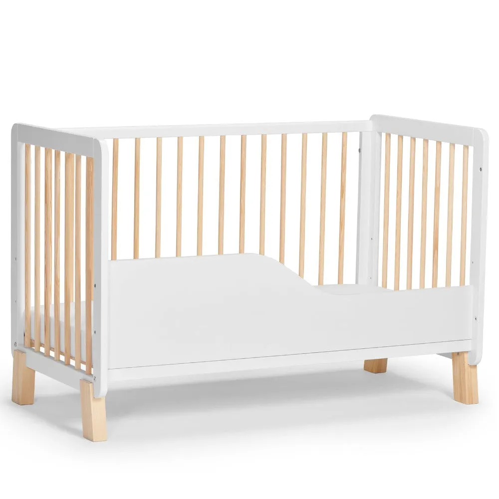 Kinderkraft Lunky Wooden Cot With Mattress White