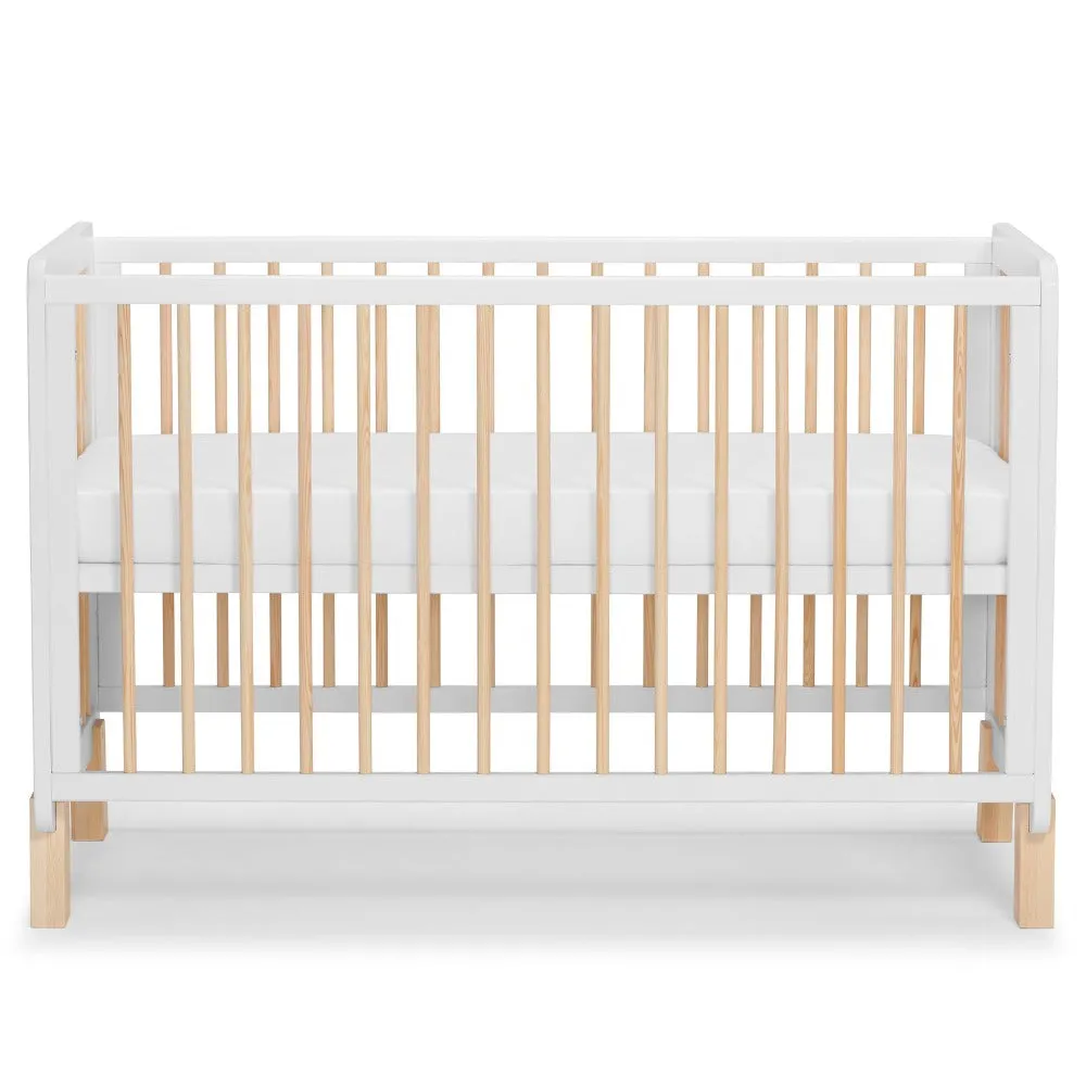 Kinderkraft Lunky Wooden Cot With Mattress White