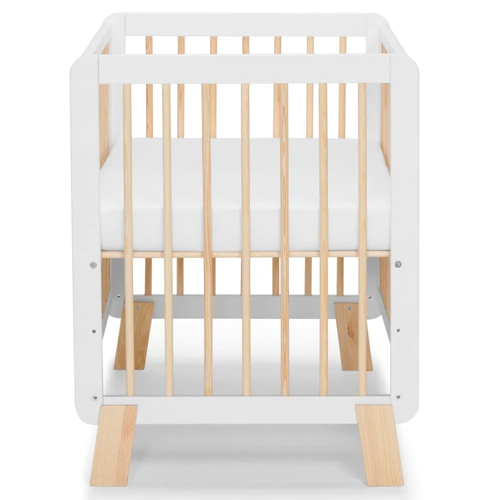 Kinderkraft Lunky Wooden Cot With Mattress White