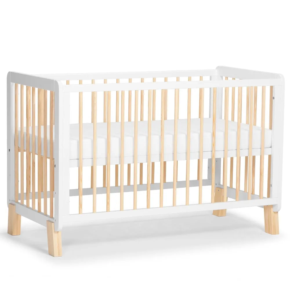 Kinderkraft Lunky Wooden Cot With Mattress White