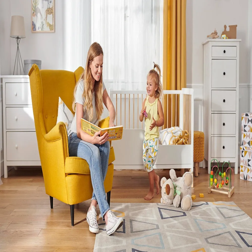 Kinderkraft Lunky Wooden Cot With Mattress White