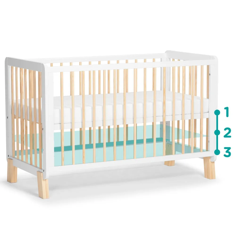 Kinderkraft Lunky Wooden Cot With Mattress White