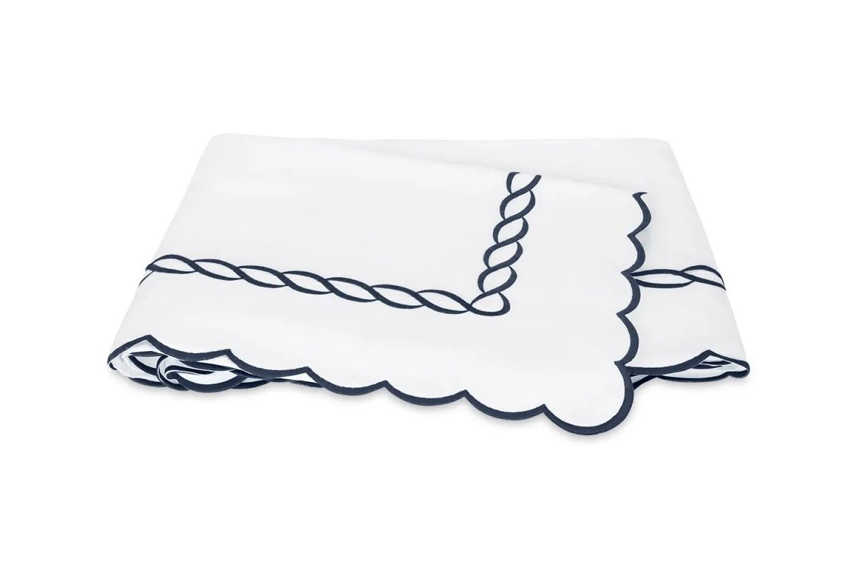 Matouk Classic Chain Scallop Navy Blue Bedding