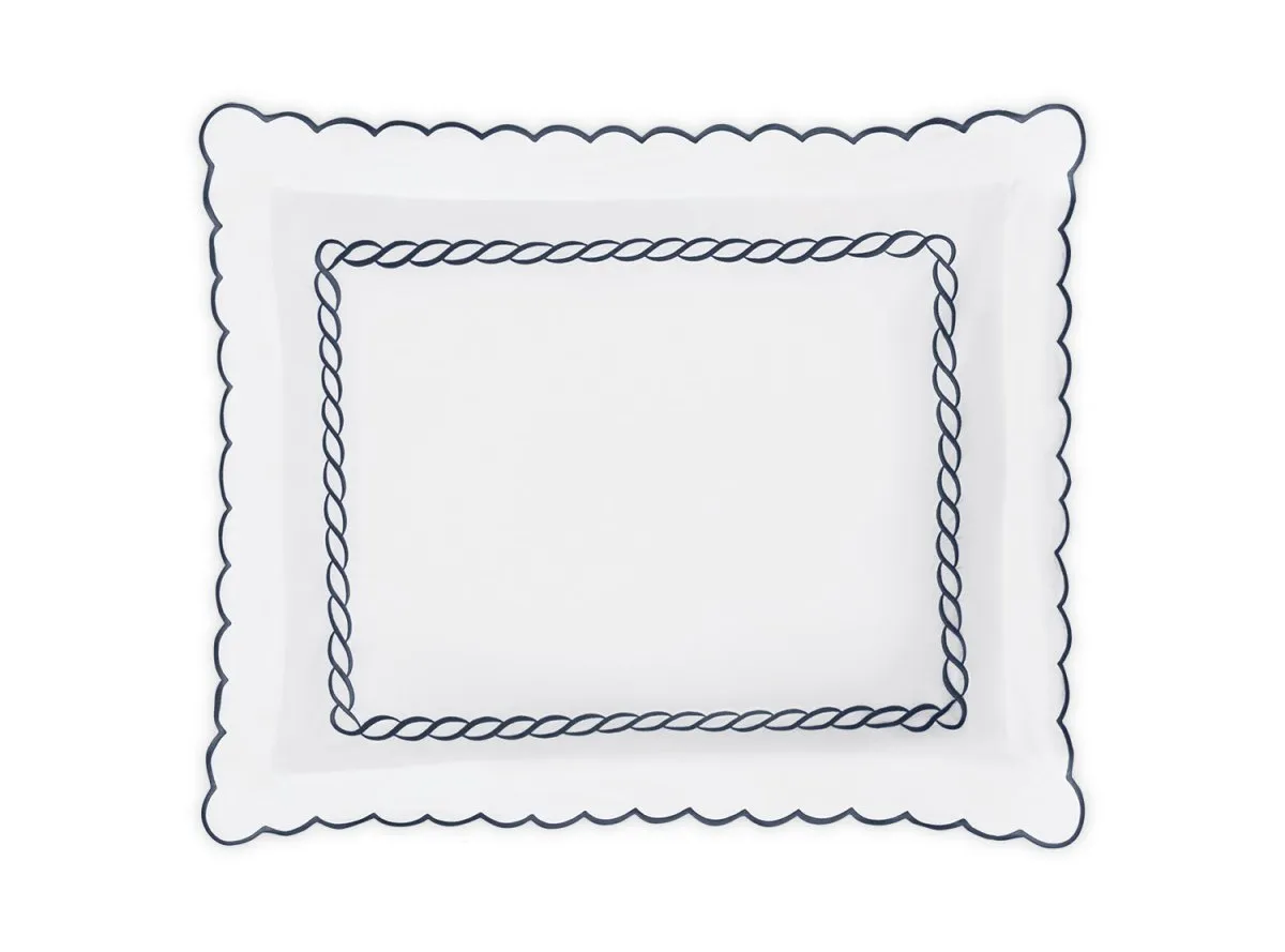 Matouk Classic Chain Scallop Navy Blue Bedding