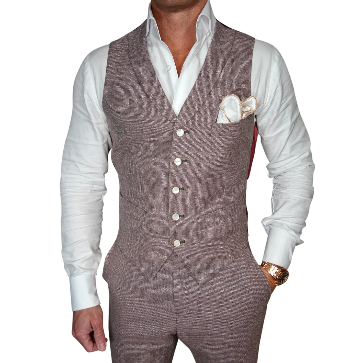 Moca Rosa Ecru Ciottoli Waistcoat @ The Vault