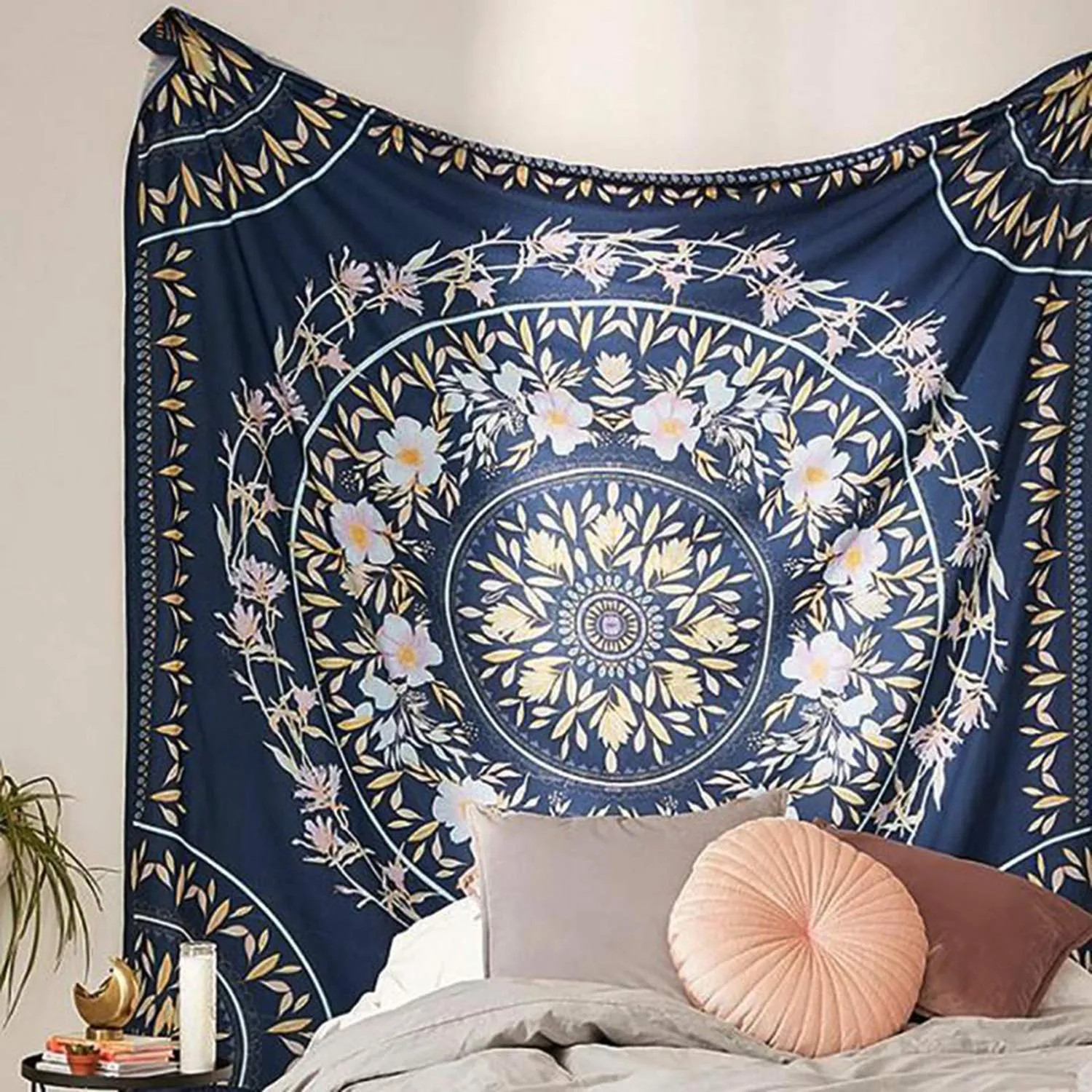 Navy Floral Tapestry