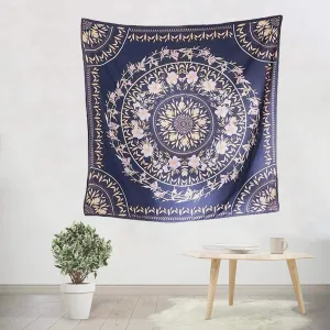 Navy Floral Tapestry