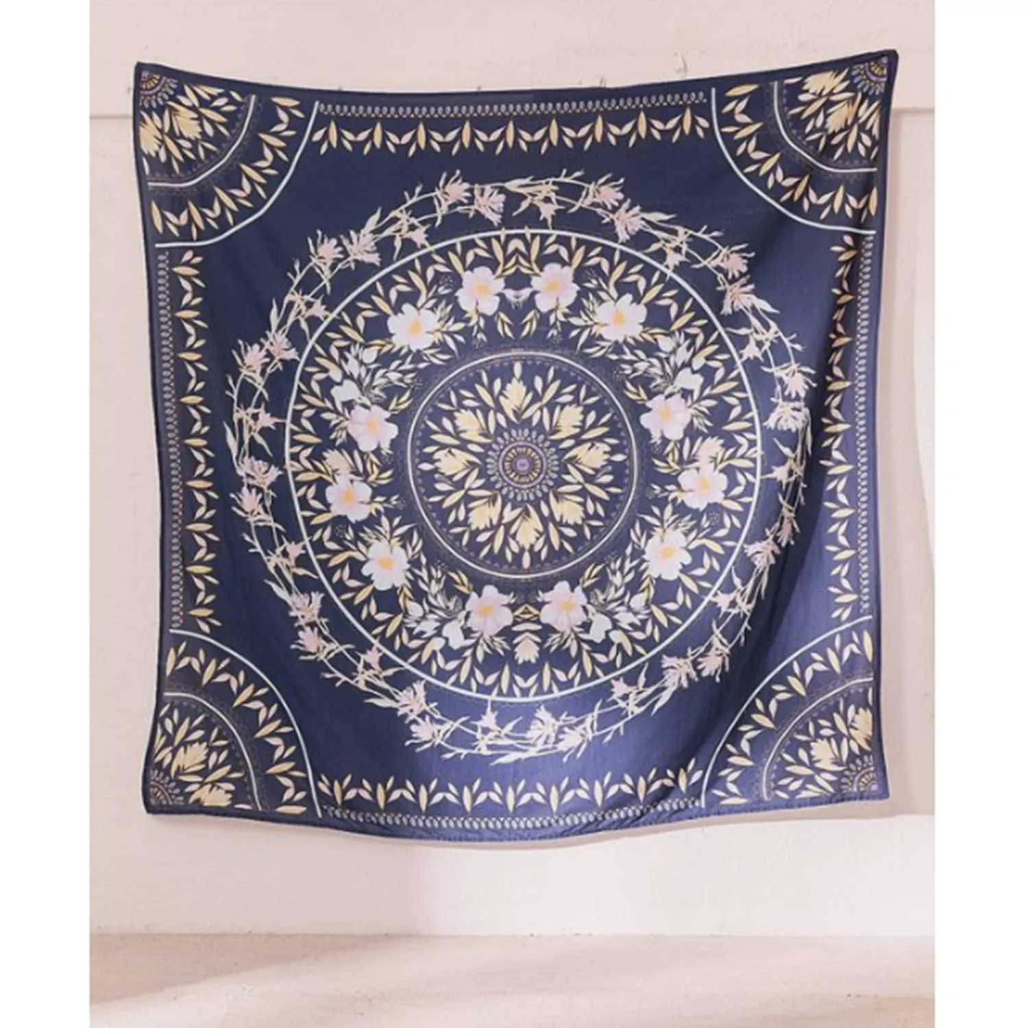 Navy Floral Tapestry