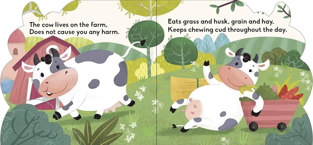 Om Books International Cow ( Animals and Birds )- Cutout Board Books