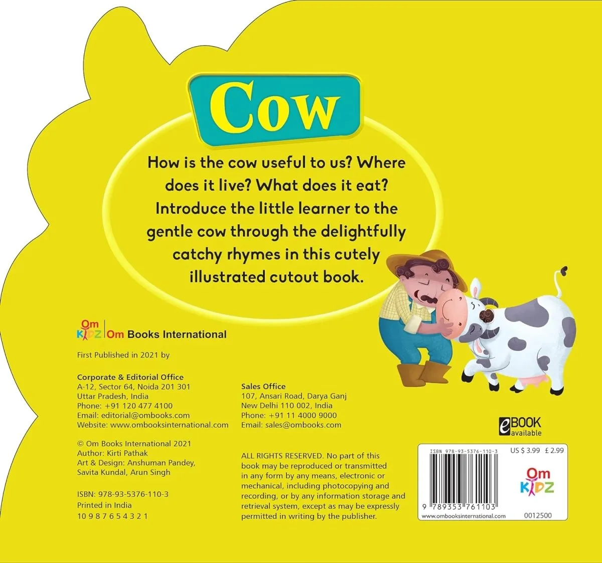 Om Books International Cow ( Animals and Birds )- Cutout Board Books
