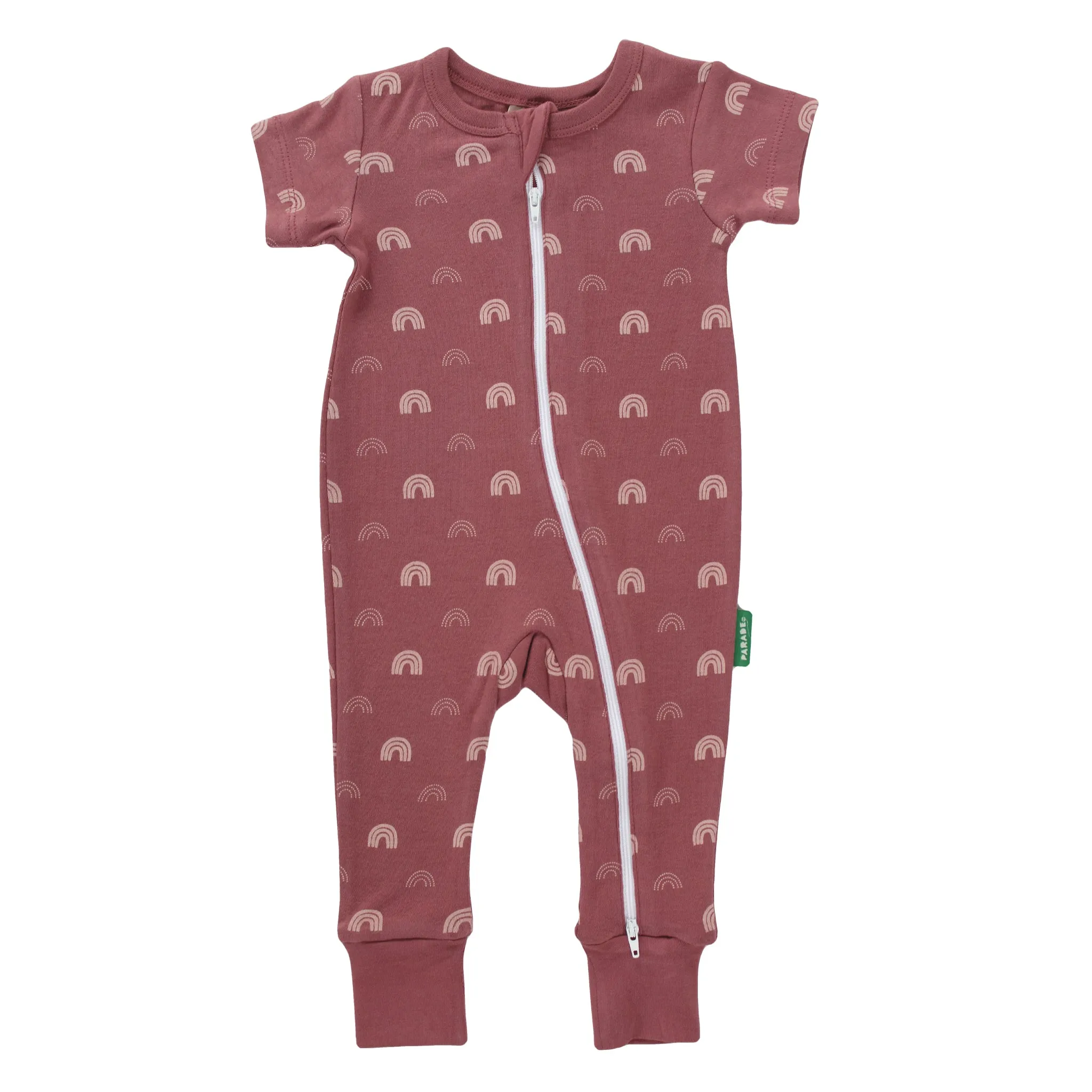 Organic Signature Print '2-Way' Zip Romper Short Sleeve - Spring Prints