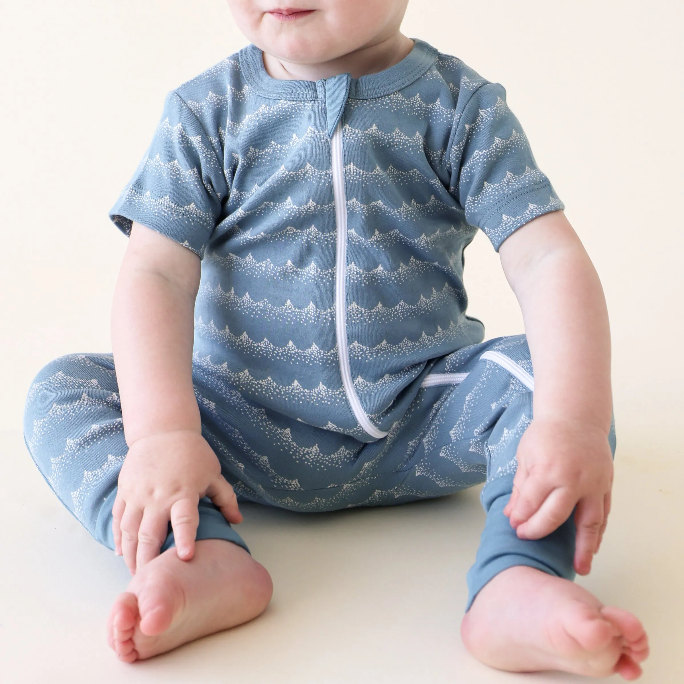 Organic Signature Print '2-Way' Zip Romper Short Sleeve - Spring Prints