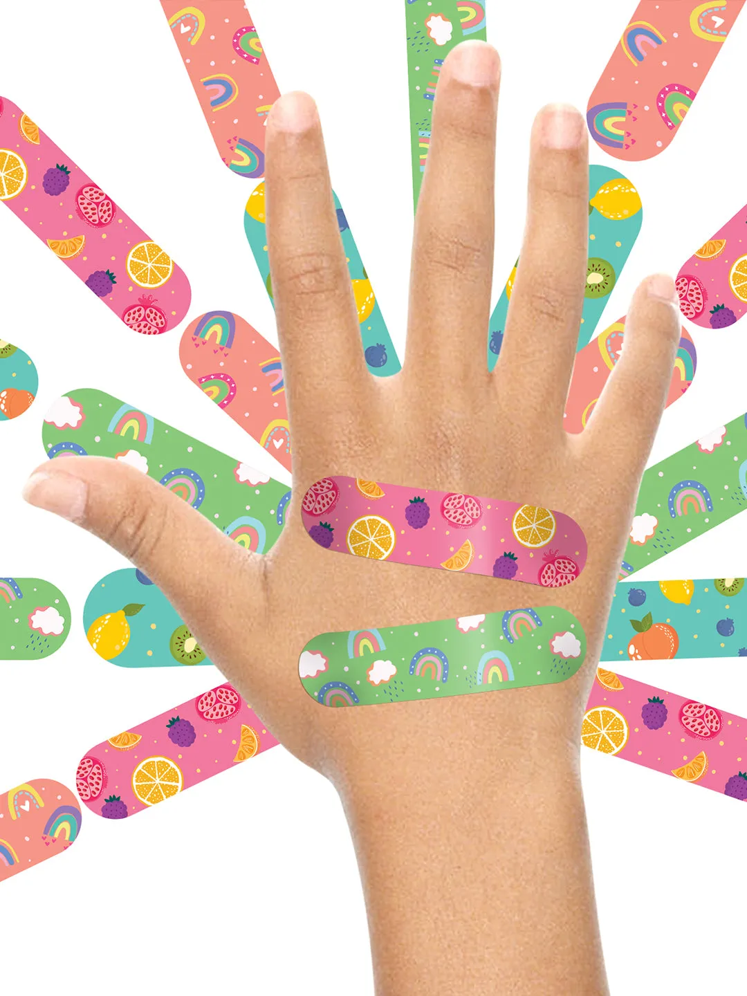 Ouchie Non-Toxic Printed Bandages Triple Combo (60 Pack) - Lavender, Lime Green & Blue