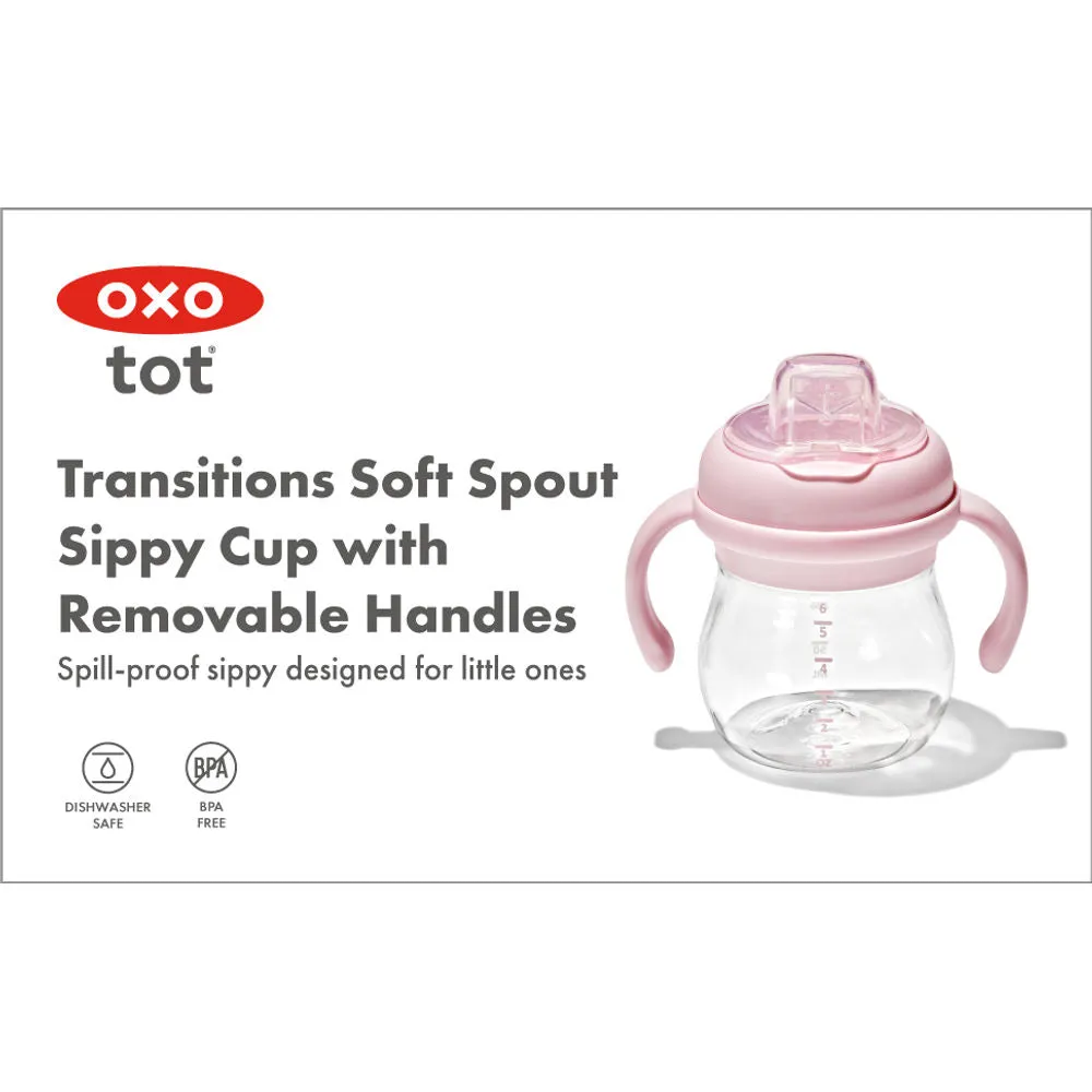 OXO Tot Transitions Soft Spout Sippy Cup With Removable Handles - Blossom